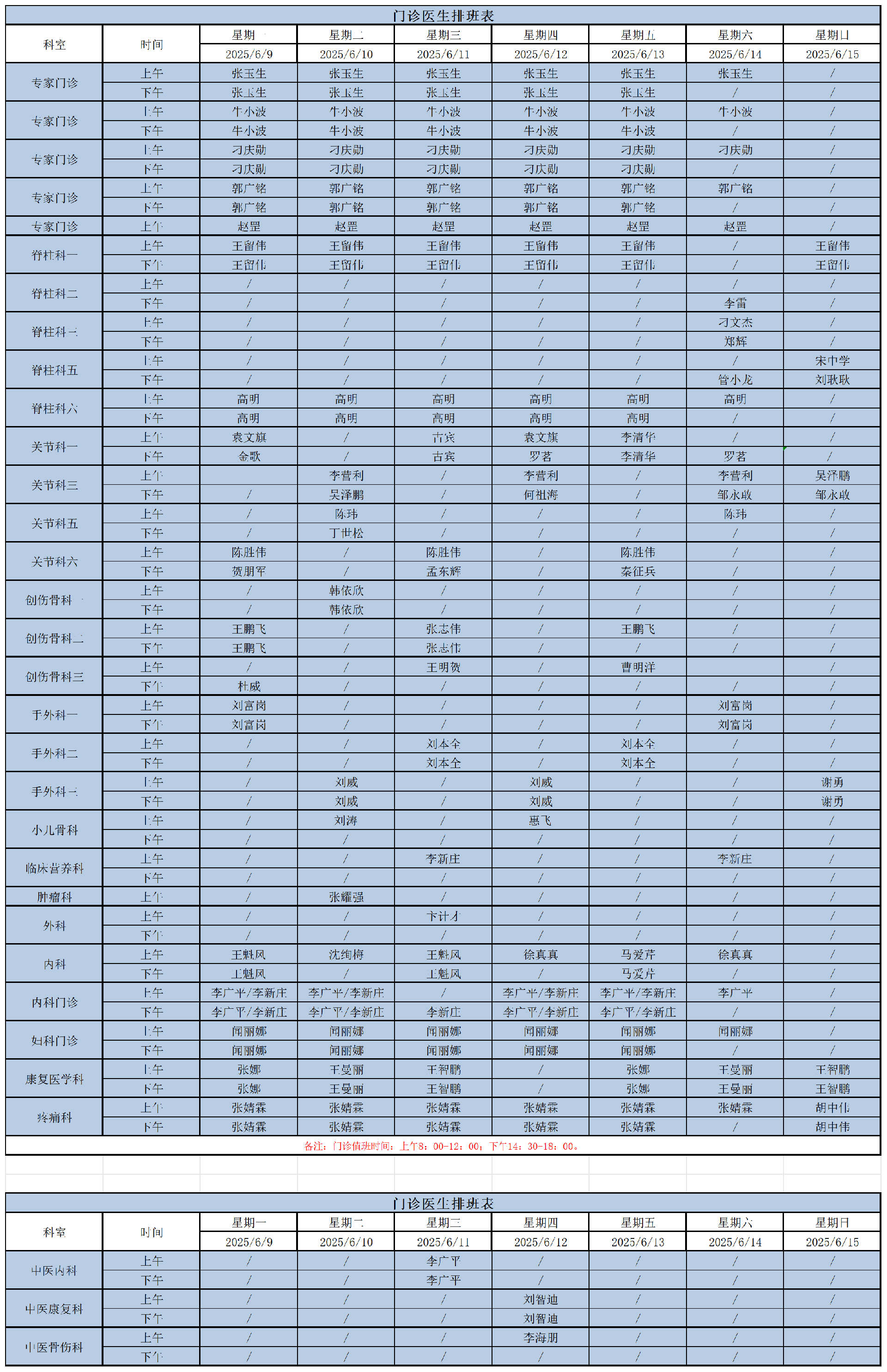 2025年门诊医生排班表6.9-6.15.xlsx1_Sheet1.png